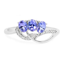 Load image into Gallery viewer, 0.56 Carat Genuine Tanzanite and White Diamond 14K White Gold Ring
