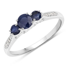 Load image into Gallery viewer, 0.56 Carat Genuine Blue Sapphire and White Diamond 14K White Gold Ring
