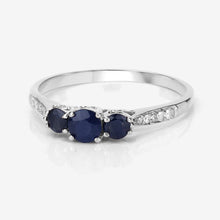 Load image into Gallery viewer, 0.56 Carat Genuine Blue Sapphire and White Diamond 14K White Gold Ring
