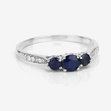 Load image into Gallery viewer, 0.56 Carat Genuine Blue Sapphire and White Diamond 14K White Gold Ring
