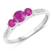 将图片加载到图库查看器，0.61 Carat Genuine Ruby and White Diamond 14K White Gold Ring
