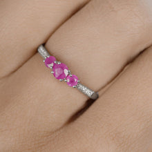 将图片加载到图库查看器，0.61 Carat Genuine Ruby and White Diamond 14K White Gold Ring
