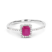 Load image into Gallery viewer, 0.58 Carat Genuine Ruby and White Diamond 14K White Gold Ring
