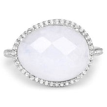 Load image into Gallery viewer, 7.33 Carat Genuine White Rainbow Moonstone And White Topaz .925 Sterling Silver Ring
