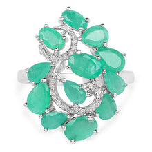 Load image into Gallery viewer, 3.57 Carat Genuine Emerald and White Diamond .925 Sterling Silver Ring

