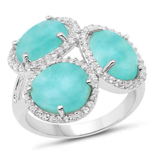 将图片加载到图库查看器，5.30 Carat Genuine Amazonite And White Topaz .925 Sterling Silver Ring
