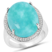 将图片加载到图库查看器，15.09 Carat Genuine Amazanite And White Topaz .925 Sterling Silver Ring
