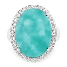 将图片加载到图库查看器，15.09 Carat Genuine Amazanite And White Topaz .925 Sterling Silver Ring
