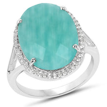Load image into Gallery viewer, 8.14 Carat Genuine Amazonite And White Topaz .925 Sterling Silver Ring
