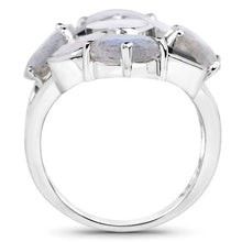 将图片加载到图库查看器，10.30 Carat Genuine White Rainbow Moonstone, Labradorite And Black Onyx .925 Sterling Silver Ring
