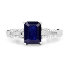 Load image into Gallery viewer, 3.07 Carat Glass Filled Sapphire and White Zircon .925 Sterling Silver Ring
