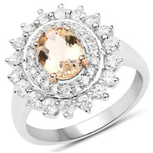 Load image into Gallery viewer, Two Tone Plated 2.30 Carat Genuine Peach Morganite and White Zircon .925 Sterling Silver Ring
