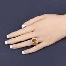 Load image into Gallery viewer, 4.56 Carat Genuine Citrine and White Diamond .925 Sterling Silver Ring
