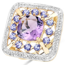 Load image into Gallery viewer, 3.44 Carat Genuine Amethyst and Tanzanite .925 Sterling Silver Ring
