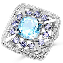 Load image into Gallery viewer, 4.24 Carat Genuine Blue Topaz and Tanzanite .925 Sterling Silver Ring
