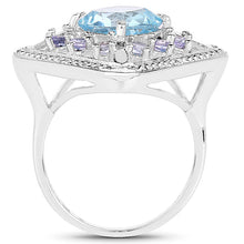 Load image into Gallery viewer, 4.24 Carat Genuine Blue Topaz and Tanzanite .925 Sterling Silver Ring

