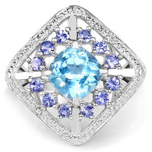 Load image into Gallery viewer, 4.24 Carat Genuine Blue Topaz and Tanzanite .925 Sterling Silver Ring
