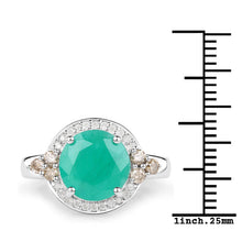 Load image into Gallery viewer, 3.51 Carat Genuine Emerald, Champagne Diamond and White Diamond .925 Sterling Silver Ring
