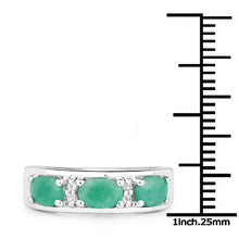 Load image into Gallery viewer, 1.38 Carat Genuine Emerald and White Topaz .925 Sterling Silver Ring
