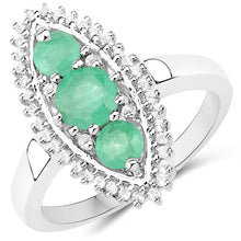 将图片加载到图库查看器，3.52 Carat Genuine Zambian Emerald and White Topaz .925 Sterling Silver 3 Piece Jewelry Set (Ring, Earrings, and Pendant w/ Chain)
