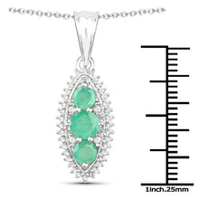 将图片加载到图库查看器，3.52 Carat Genuine Zambian Emerald and White Topaz .925 Sterling Silver 3 Piece Jewelry Set (Ring, Earrings, and Pendant w/ Chain)
