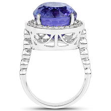 Load image into Gallery viewer, 18.50 Carat Genuine Tanzanite and White Diamond 18K White Gold Ring
