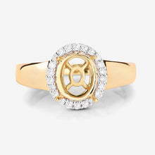 Load image into Gallery viewer, 0.22 Carat Genuine White Diamond 14K Yellow Gold Semi Mount Ring - holds 9x7mm Oval Gemstone
