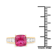 Load image into Gallery viewer, 2.70 Carat Genuine Rubellite and White Diamond 14K Yellow Gold Ring
