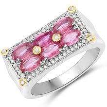 Load image into Gallery viewer, 1.77 Carat Genuine Ruby and White Diamond 14K Yellow Gold with .925 Sterling Silver Ring

