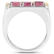Load image into Gallery viewer, 1.77 Carat Genuine Ruby and White Diamond 14K Yellow Gold with .925 Sterling Silver Ring
