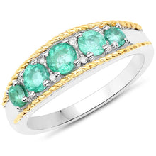 将图片加载到图库查看器，0.75 Carat Genuine Zambian Emerald and White Diamond .925 Sterling Silver Ring
