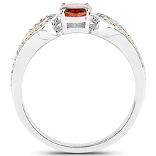 Load image into Gallery viewer, 1.01 Carat Genuine Garnet and White Diamond 14K Yellow Gold with .925 Sterling Silver Ring
