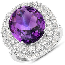 Load image into Gallery viewer, 8.41 Carat Genuine Amethyst and White Topaz .925 Sterling Silver Ring
