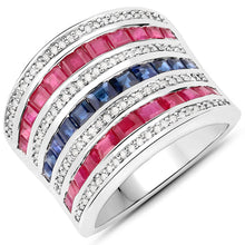 将图片加载到图库查看器，3.36 Carat Genuine Multi Stones .925 Sterling Silver Ring
