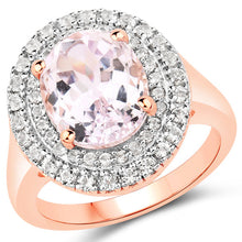 Load image into Gallery viewer, 5.48 Carat Genuine Kunzite and White Topaz .925 Sterling Silver Ring
