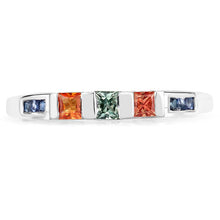 将图片加载到图库查看器，0.68 Carat Genuine Multi Sapphire .925 Sterling Silver Ring
