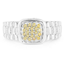 将图片加载到图库查看器，0.25 Carat Genuine Yellow Diamond .925 Sterling Silver Ring
