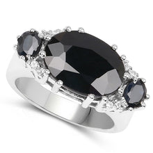 Load image into Gallery viewer, 8.62 Carat Genuine Black Sapphire &amp; White Topaz .925 Sterling Silver Ring
