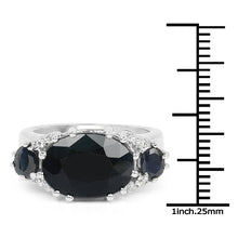 Load image into Gallery viewer, 8.62 Carat Genuine Black Sapphire &amp; White Topaz .925 Sterling Silver Ring
