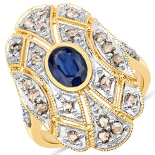 Load image into Gallery viewer, 1.84 Carat Genuine Blue Sapphire and Diamond .925 Sterling Silver Ring
