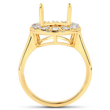 将图片加载到图库查看器，0.42 Carat Genuine White Diamond 14K Yellow Gold Semi Mount Ring - holds 11x9mm Oval Gemstone
