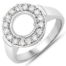 将图片加载到图库查看器，0.48 Carat Genuine White Diamond 14K White Gold Semi Mount Ring - holds 8.00mm Round Gemstone
