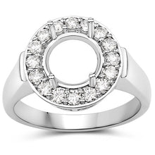 将图片加载到图库查看器，0.48 Carat Genuine White Diamond 14K White Gold Semi Mount Ring - holds 8.00mm Round Gemstone
