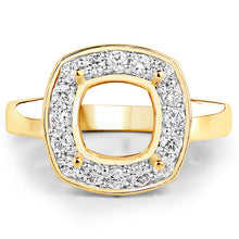 Load image into Gallery viewer, 0.48 Carat Genuine White Diamond 14K Yellow Gold Semi Mount Ring - holds 8x8mm Cushion Gemstone
