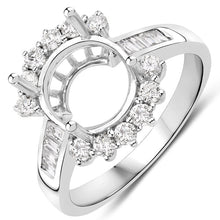 将图片加载到图库查看器，0.58 Carat Genuine White Diamond 14K White Gold Semi Mount Ring - holds 9.00mm Round Gemstone

