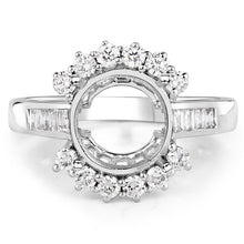 将图片加载到图库查看器，0.58 Carat Genuine White Diamond 14K White Gold Semi Mount Ring - holds 9.00mm Round Gemstone
