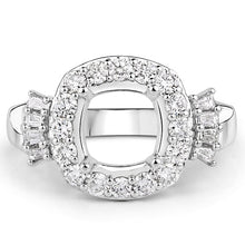 Load image into Gallery viewer, 0.73 Carat Genuine White Diamond 14K White Gold Semi Mount Ring - holds 8x8mm Cushion Gemstone
