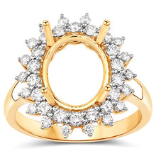 将图片加载到图库查看器，0.79 Carat Genuine White Diamond 14K Yellow Gold Semi Mount Ring - holds 11x9mm Oval Gemstone
