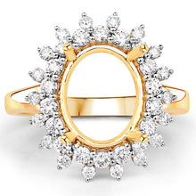 将图片加载到图库查看器，0.79 Carat Genuine White Diamond 14K Yellow Gold Semi Mount Ring - holds 11x9mm Oval Gemstone
