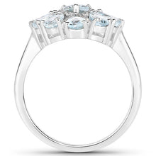 将图片加载到图库查看器，1.89 Carat Genuine Aquamarine and White Topaz .925 Sterling Silver Ring
